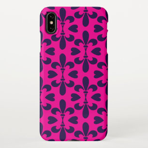Coque iPhone XS Max Rose chaud et bleu Vintage Lily Motif