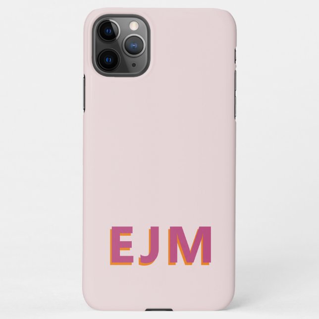 Coque iPhone Rose clair moderne Monogramme élégant (Dos)