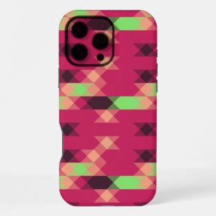 Coque iPhone 16 Pro Max rose et vert géométrique