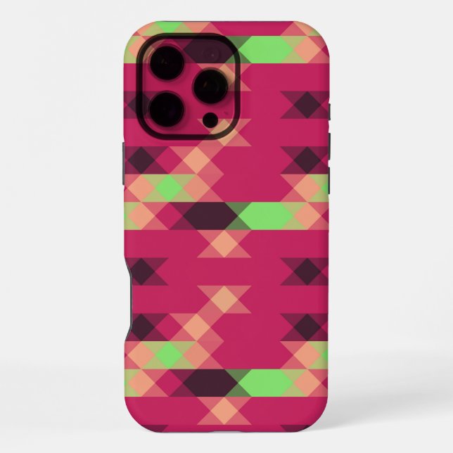 Coque iPhone rose et vert géométrique (Verso)
