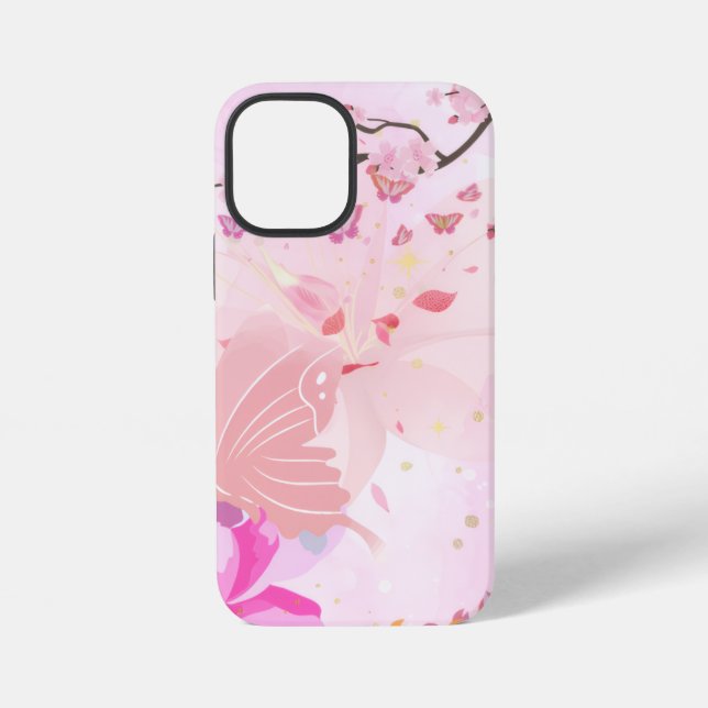 Coque iPhone rose floral  (Verso)