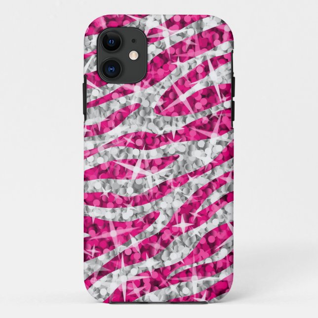 Coque iphone rose Glitz Zebra (horizontal) (Dos)