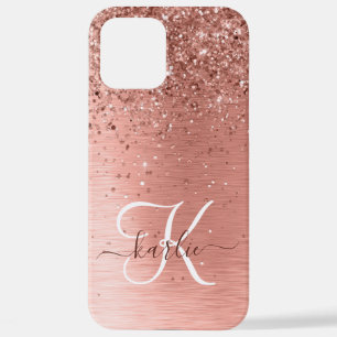 Coque iPhone 12 Pro Max Rose Gold brossé Parties scintillant métallique No