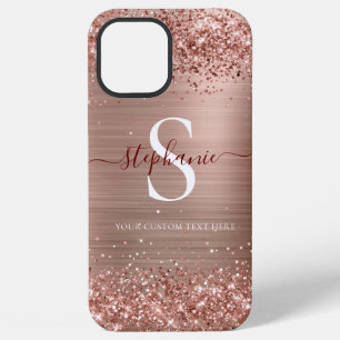 Coque iPhone 12 Pro Max Rose Gold Faux-Pailleté Glamour Féminin