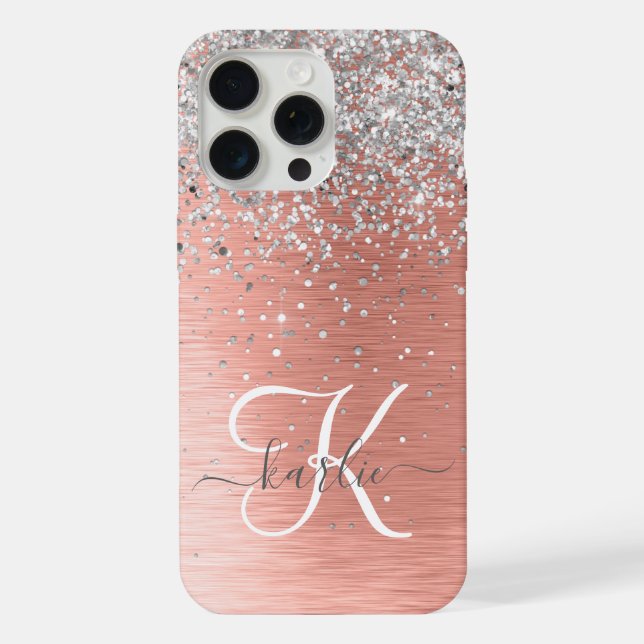 Coque iPhone Rose Gold Jolie fille Parties scintillant argent b (Verso)