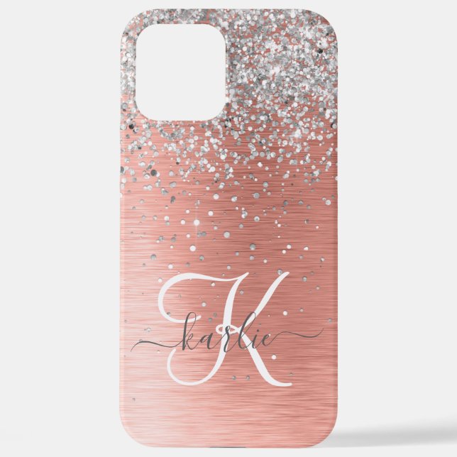 Coque iPhone Rose Gold Jolie fille Parties scintillant argent b (Verso)