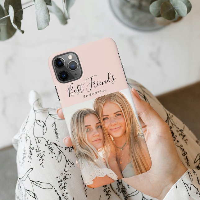 Coque iPhone Rose moderne | Photo personnelle Best Friends Cade (Créateur téléchargé)