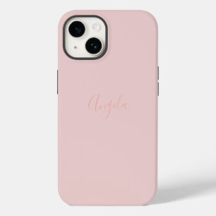 Coque Pour iPhone 14 Rose Pâle avec Nom iPhone 14