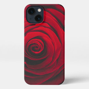 Etui iPhone 13 Rose rouge sur effet vintage arrière - plan noir