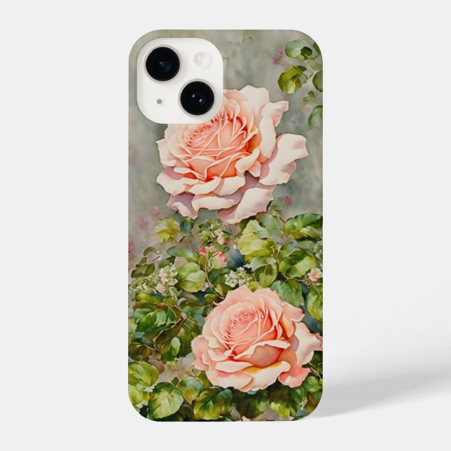 Coque iPhone Roses roses Vintages Style Fleur Art Téléphone Boî (Verso)
