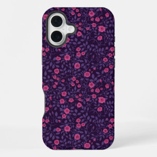 Coque iPhone 16 Plus Roses sauvages en rose et violet