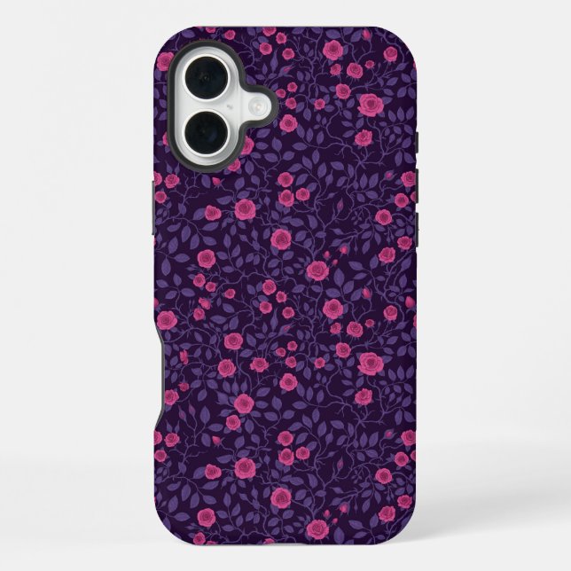 Coque iPhone Roses sauvages en rose et violet (Verso)