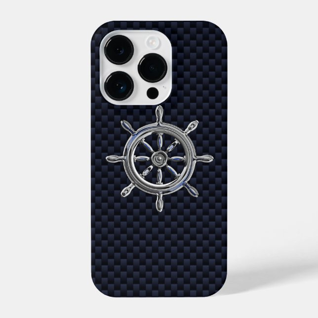 Coque iPhone Roue nautique Chrome sur l'impression de fibre de  (Verso)