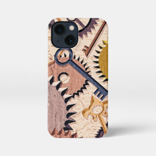 Etui iPhone 13 Mini Roues à vapeur, engrenages, clés, vieille carte Pe