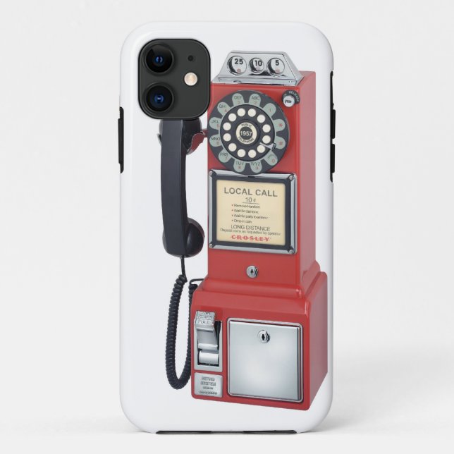 Coque iphone rouge antique de téléphone payant (Dos)