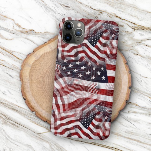 Coque iPhone Rouge Blanc Bleu Bleu Américain Stripes Étoiles Mo (Créateur téléchargé)