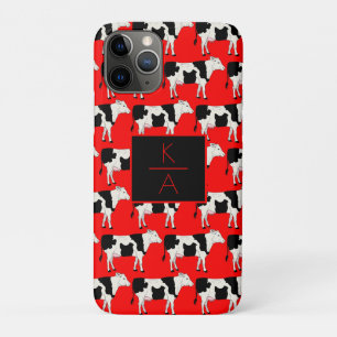 Coque iphone rouge Monogramme à la mode pour vache