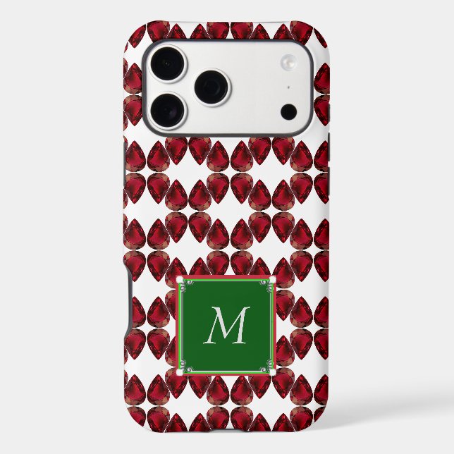 Coque iphone Rouge Ruby Gemstone Initial Monogramm (Verso)