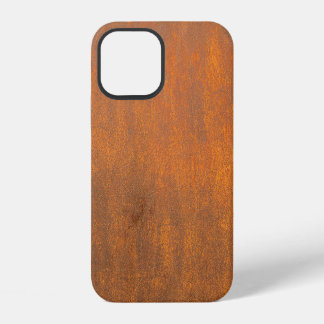 Coque iPhone 12 Rouille noire, texture métallique gros plan.