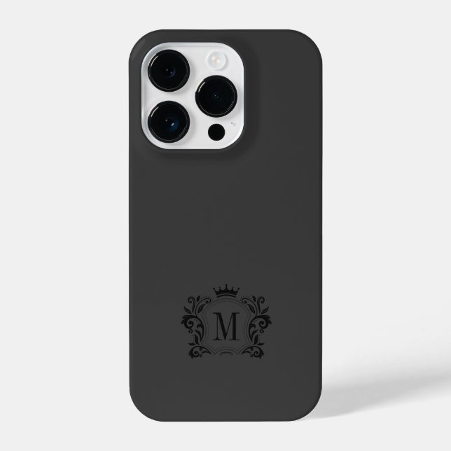 Coque iPhone Rouleaux royaux gris-noir et monogramme de la Cour (Verso)