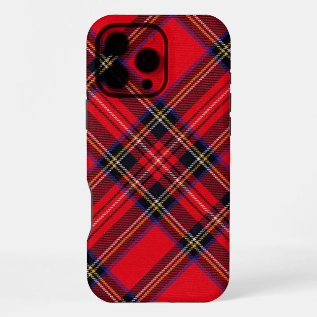 Coque iPhone Royal Stewart tartan rouge noir plaid (Verso)