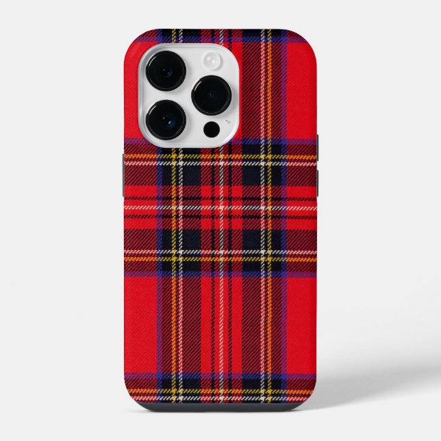 Coque iPhone Royal Stewart tartan rouge noir plaid (Verso)