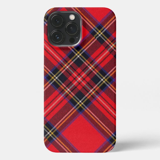 Coque iPhone Royal Stewart tartan rouge noir plaid (Verso)