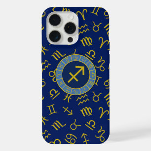 Sagittaire Zodiac+Astrologie Symboles Ptn Gld+Blue