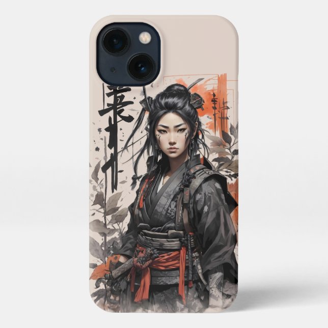 Coque iPhone Samurai Japonaise fille guerrière chinoise (Verso)