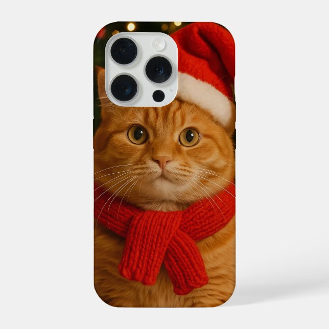 Coque iPhone Santa Cat iPhone 15 Pro Case (Verso)