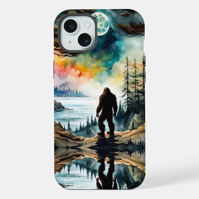 Coque iPhone Sasquatch debout sur la crête surplombant l'océan (Verso)