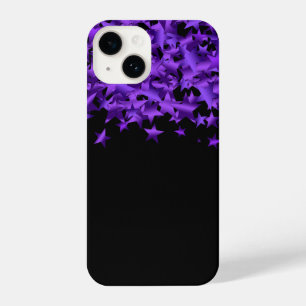 Coque Pour iPhone 14 Satin Look Violet Étoiles Haut Bordure Plutôt