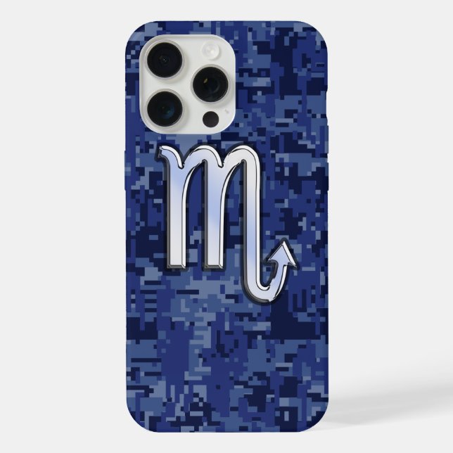 Coque iPhone Scorpio Argent Zodiac Connexion Camo Bleu (Verso)