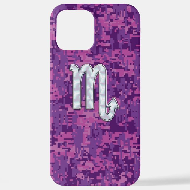 Coque iPhone Scorpio Zodiac Sign on Pink Camo (Verso)