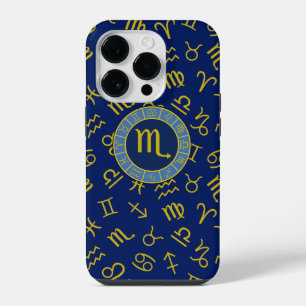 Coque Pour iPhone 14 Plus Scorpion Zodiaque+Symboles d'Astrologie Motif Or+B