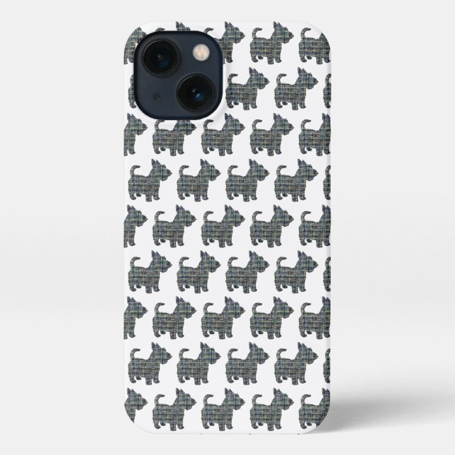 Coque iPhone Scottish Terrier Scottie Chien Silhouette Grille b (Verso)