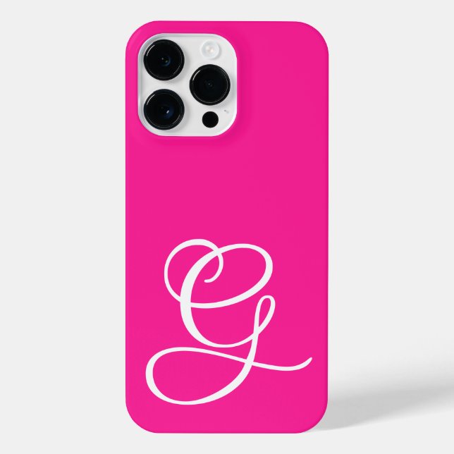 Coque iPhone Script Curly Monogramme Hot Rose (Verso)