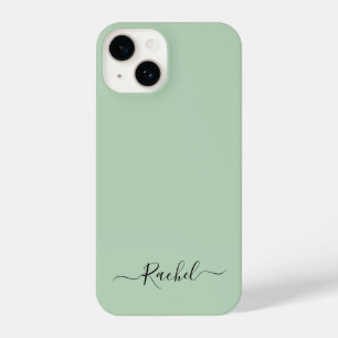 Coque Pour iPhone 14 Script de nom personnalisé minimaliste simple Mint