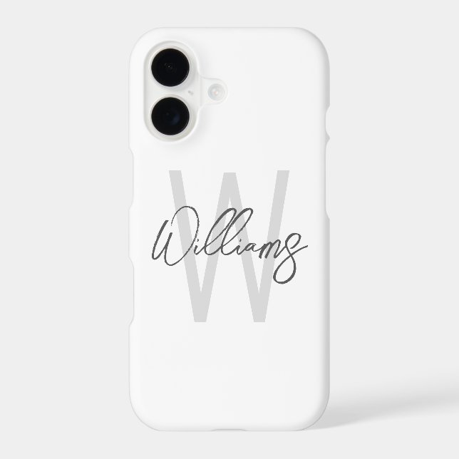 Coque iPhone Script moderne Monogramme personnalisé et nom (Verso)