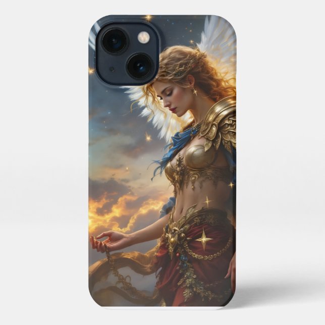 Coque iPhone Sentinelle céleste - Ange de l'Aube et Juste Divin (Verso)