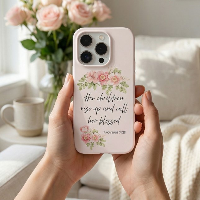 Coque iPhone Ses enfants se lèvent et la disent bienheureuse  (Créateur téléchargé)