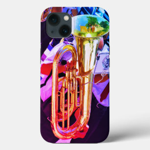 Etui iPhone 13 Shiny Tuba Slanted Perspective Bande de laiton