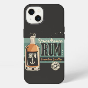Etui iPhone 13 Signe rétro de bouteille de rhum de marin personna