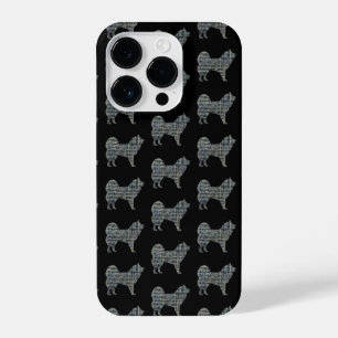 Coque Pour iPhone 14 Plus Silhouette de chien mignon Samoyé noir