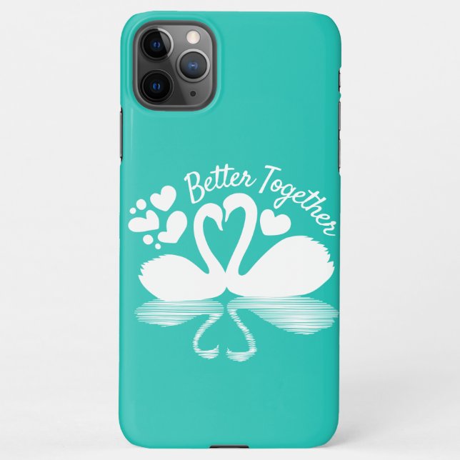 Coque iPhone Silhouette de deux cygnes dans l'eau (Dos)