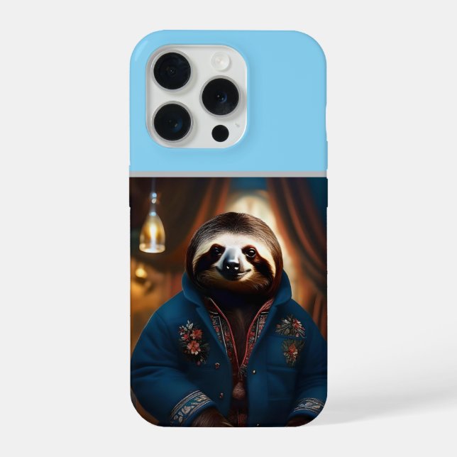 Coque iPhone "Sip 'n' Slow: The Cozy Sloth in a Drinking Jacket (Verso)