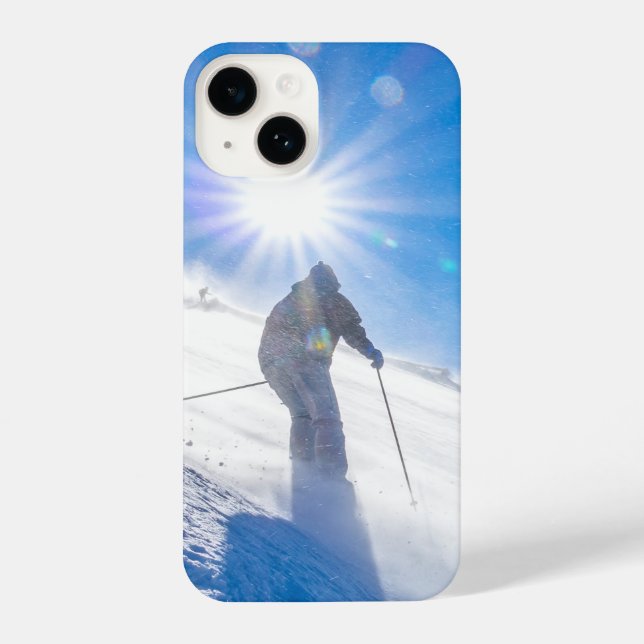 Coque iPhone Ski Skier Ski Hill Mountain Hill neige hivernale (Verso)