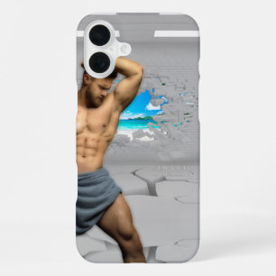 Coque iPhone 16 Plus SlipperyJoe's Man serviette brisée mur de brique b