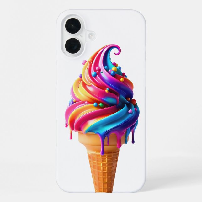 Coque iPhone SlipperyJoe's vibrante crème glacée cone classique (Verso)