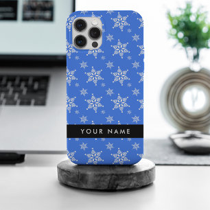 Snowflakes blanc, Bleu, Votre nom, Personnaliser